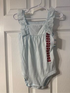 Light Blue Eyelet Strap Baby Bodysuit
